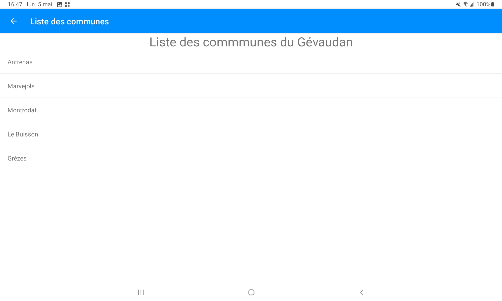 android liste commune